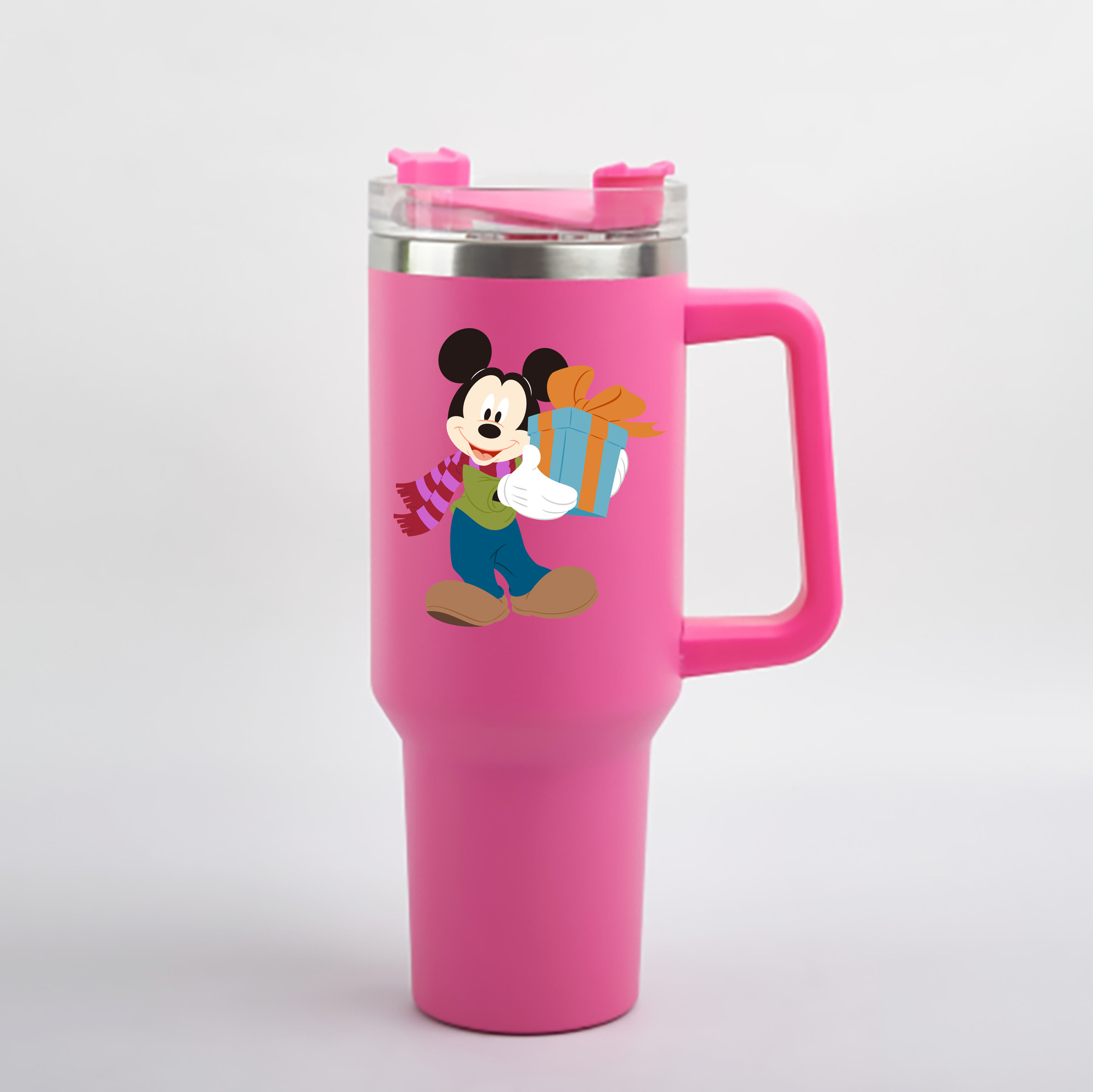 （画像用） ミッキーマウス Mickey Mouse 1200mL車用タンブラー - クリスタルステッカー（プラスチックストロー付き）
